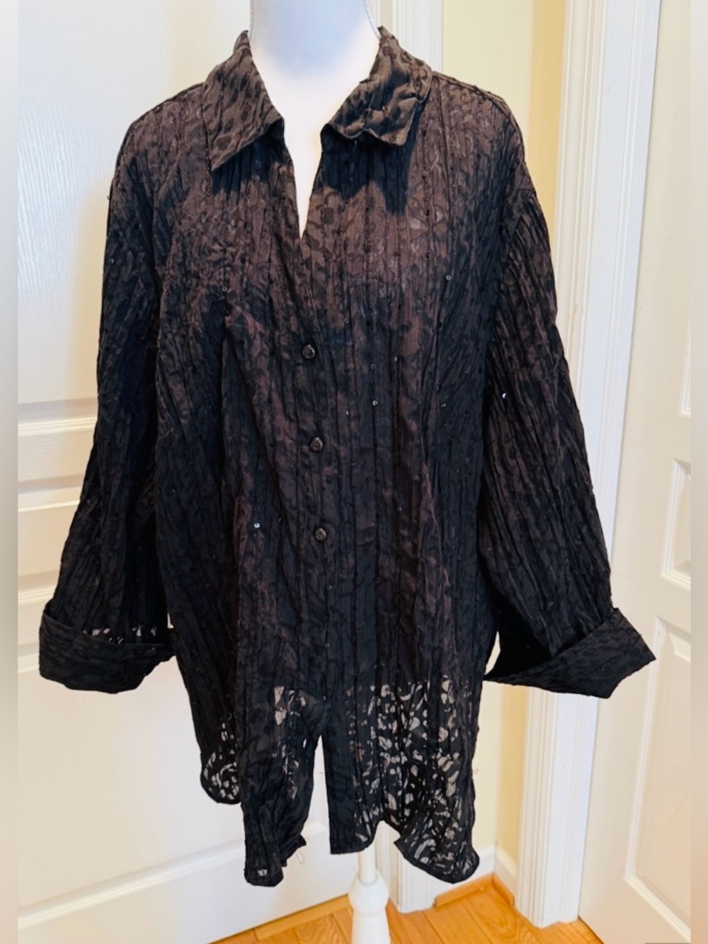 JM Collection Black Quilted Jacket with Label Detail